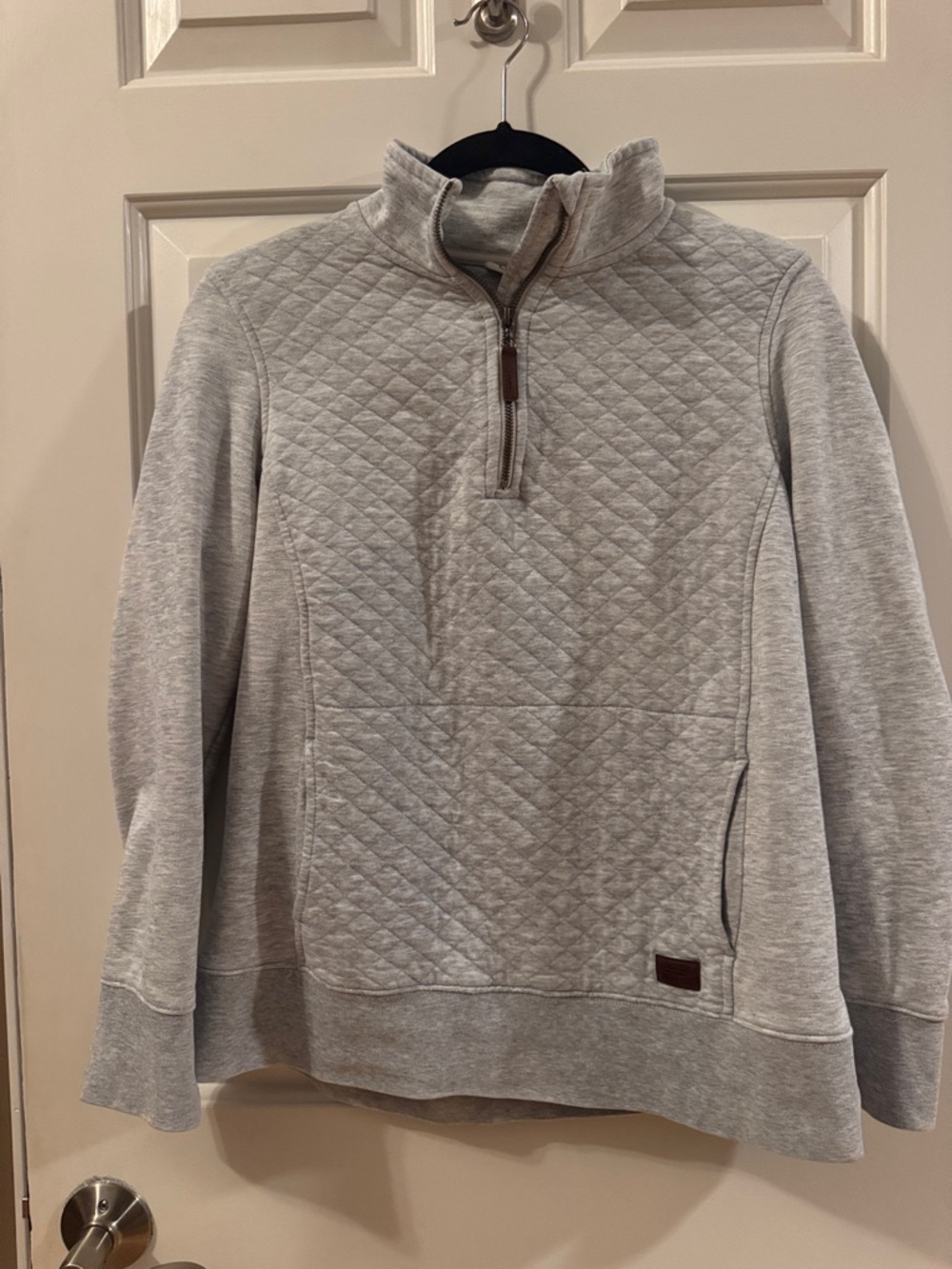 L.L. Bean Women's Light Gray Quilted Half-Zip Pullover